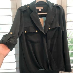 NWT🌺-Michael Kors Olive Green Military Top/Light Jacket